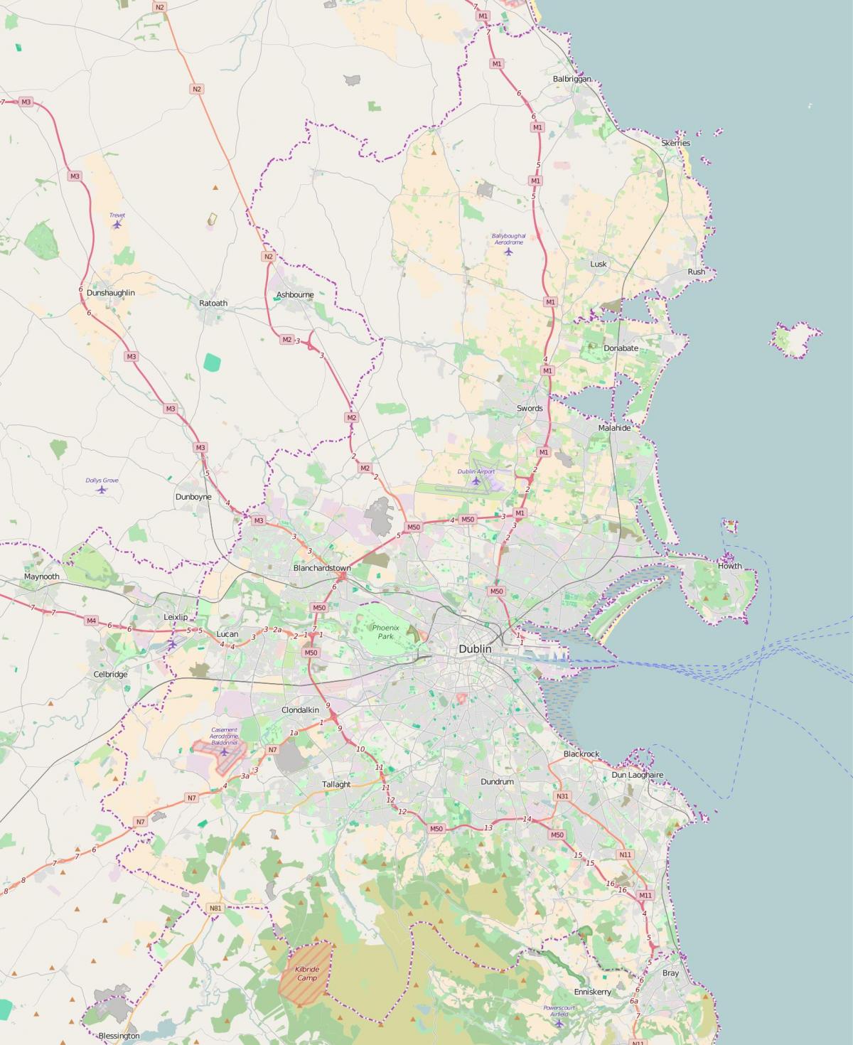 Mappa degli aeroporti di Dublino